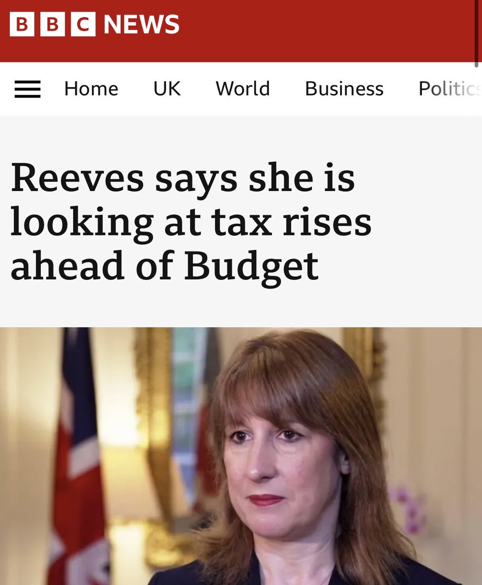 ▪️November 2024:
Rachel Reeves:
“I'm not coming back with more borrowing or more taxes." 

Lie, upon lie, upon lie. 
 
▪️October 2025: 
Rachel Reeves says she is looking at tax rises.