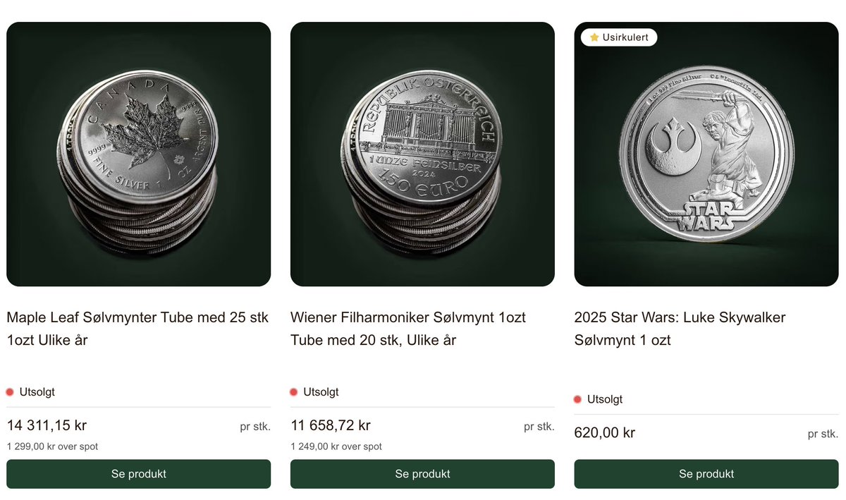 🔥 NORWAY: SILVER SELL-OUT! 🔥

🇳🇴 The Situation in Norway:
✅ A small amount of new silver arrived at my dealer yesterday.
🔄 By today, every single ounce has already been SOLD OUT.
⚠️ What This Tells Us:
➡️ Physical demand is absolutely insatiable.
🚨 The market is soaking up