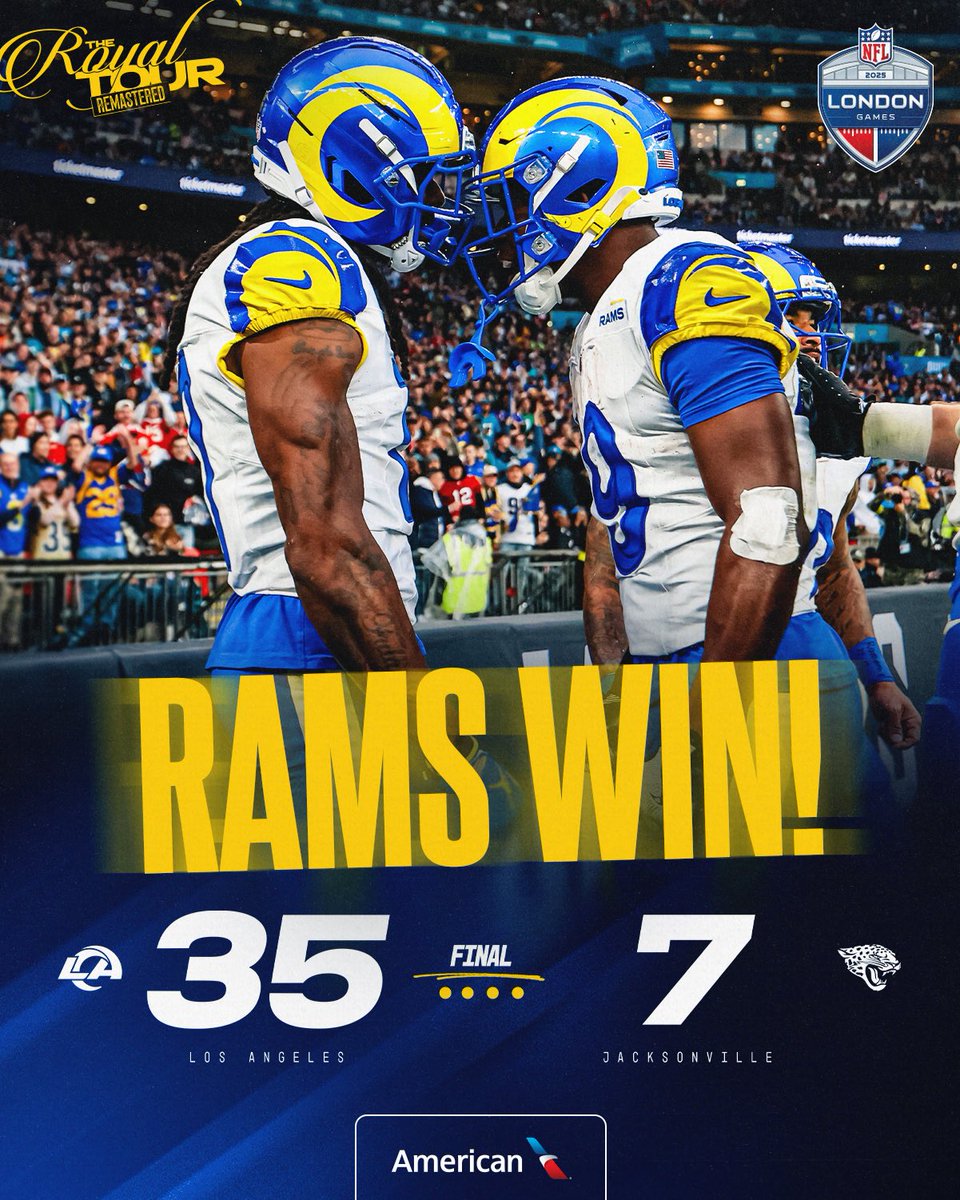 lumansijohn1's tweet photo. Still buzzing! 🙌 Proud to be part of the behind-the-scenes team that lit up @wembleystadium for @NFL Week 7.
An unforgettable night as Matthew Stafford and the @RamsNFL put on a show, beating the @Jaguars 35–7! 🏈🇬🇧
#NFLLondon #WembleyM https://t.co/73UhPJ3TAG