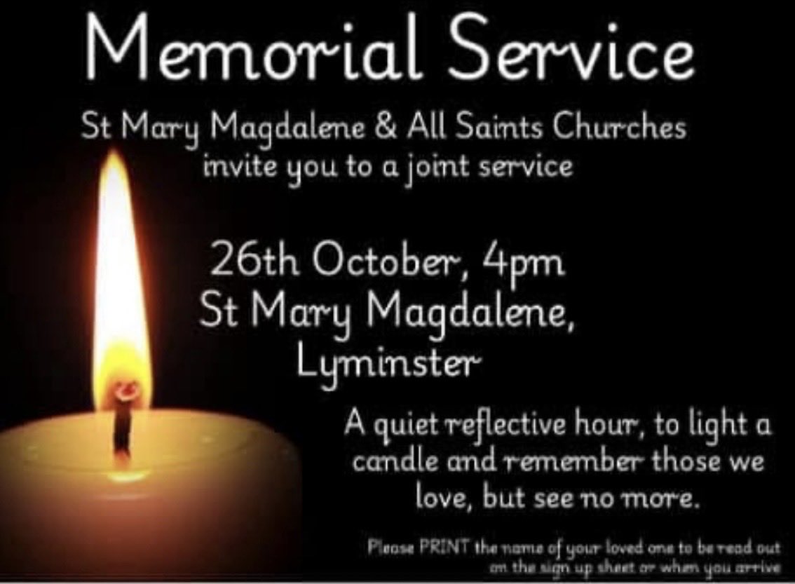 Everyone is welcome to join us for an hour of #Peace and #Stillness, to light a candle and #Remember those we have loved.