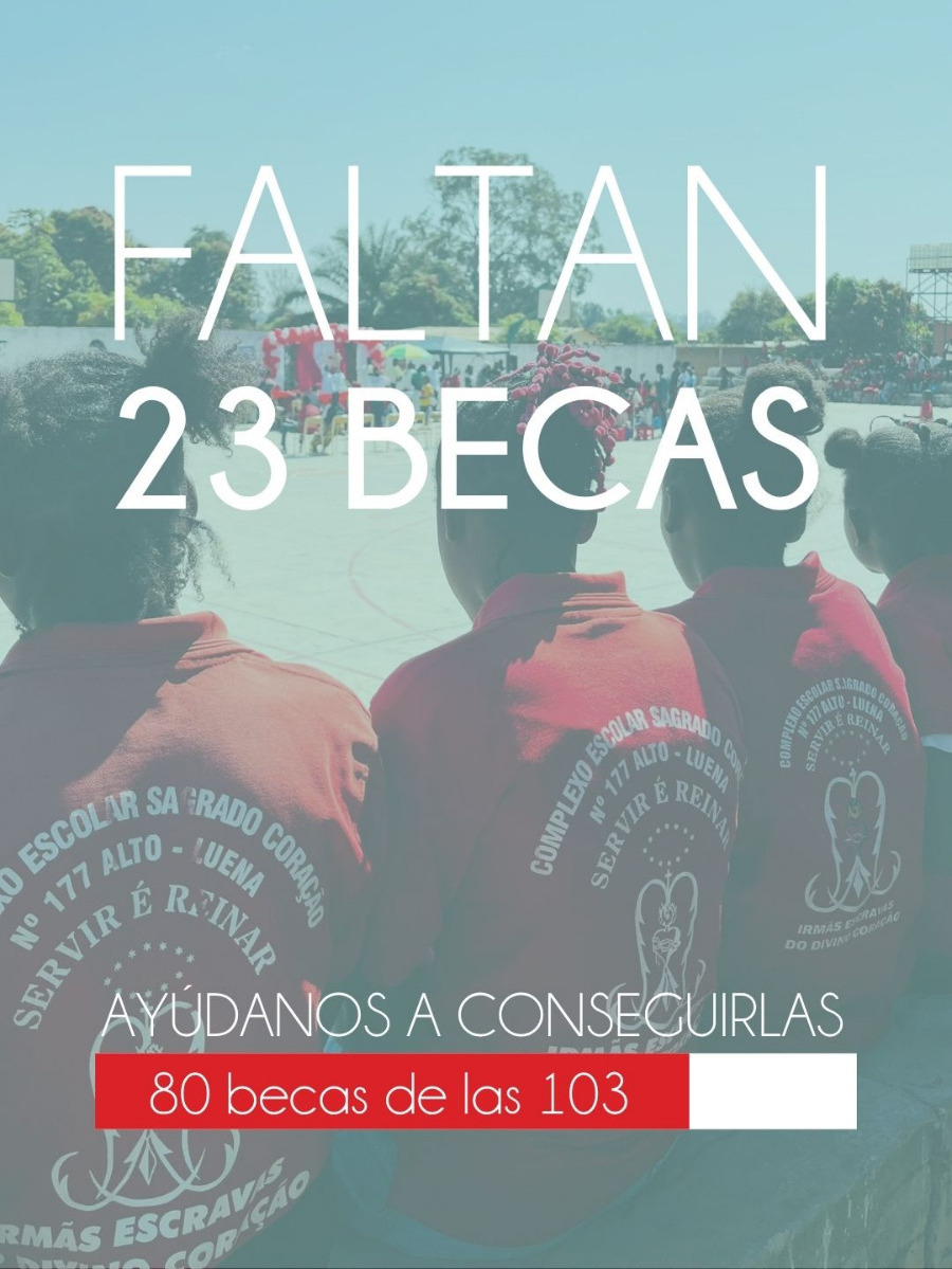 Desde 1,24 euros al mes puedes colaborar con una beca de la Escuela Sagrado Corazón de Luena, Angola. 

Ya hemos conseguido 80 de las 103 que tenemos como objetivo. 

Si quieres apoyar la vuelta,  entra en este enlace: spinolasolidaria.org/apoyalavuelta/ 
#ApoyaLaVuelta
