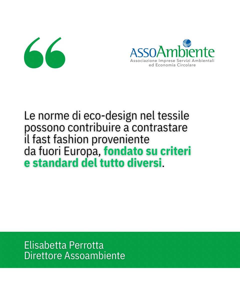 👕 L’eco-design nel tessile è una leva per contrastare il fast fashion extra-UE e ridurre l’impatto di una filiera oggi in crisi.
Progettare i prodotti pensando al fine vita significa costruire un futuro più sostenibile.
#QuoteOfTheWeek