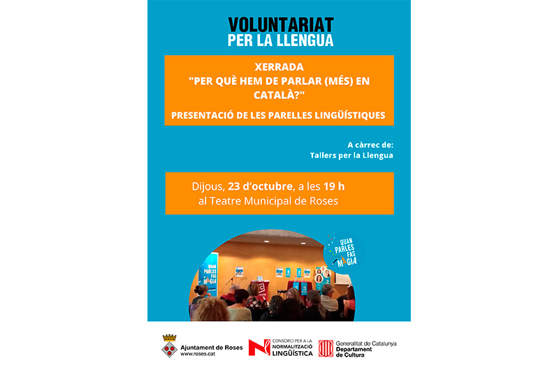 L’Oficina de Català de Roses té tot a punt per iniciar una nova edició del Voluntariat per la Llengua, però abans es  presentarà aquest dijous, 23 d’octubre al Teatre Municipal de Roses,  les parelles lingüístiques d'aquest Voluntariat per la Llengua
viladeroses.cat/loficina-de-ca…