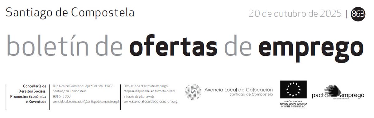 Xa está dispoñíbel na web o boletín semanal de ofertas de emprego! tinyurl.com/5349jeus