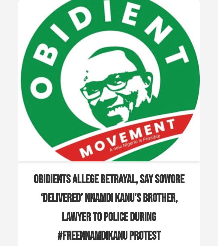 NaijaTruths's tweet image. Obidients Allege Betrayal, Say Sowore ‘Delivered’ Nnamdi Kanu’s Brother, Lawyer to Police During #FreeNnamdiKanu Protest

naijatruths.com/article.html?s…