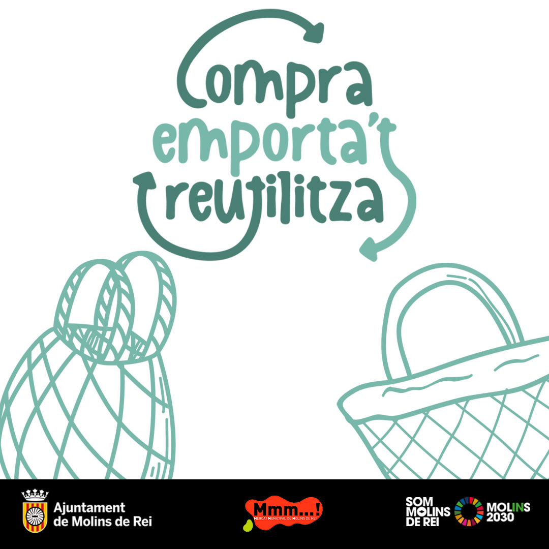 “Compra, Emporta’t i Reutilitza" ♻️

Les compres de ≥ 10 € al Mercat, fetes del 21 d’octubre al 7 de novembre de 2025, tenen premi.🎉

🗳️Recull el regal en una parada habilitada del Mercat i participa en el sorteig final de divendres 7 de novembre.