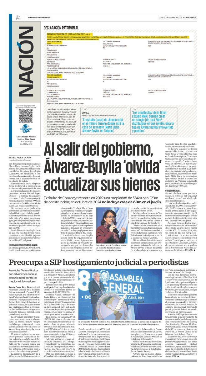 El_Universal_Mx's tweet photo. ¡Buenos días, lectores! Iniciamos la jornada informativa con la portada de EL UNIVERSAL y sus secciones este 20 de octubre https://t.co/Z1NMhjlzXI https://t.co/uFzbSOjcsH