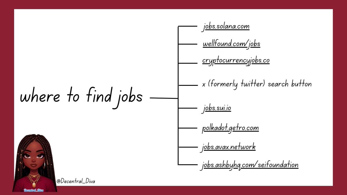 Decentral_Diva's tweet image. are you looking for a job?

then, you will find this helpful

• if you love solana or want to work with solana-based projects, this is your plug

you’ll find roles from wallets, DeFi, NFTs, and even dev tools here - [jobs.solana.com]

• for startup jobs in both web2 and…