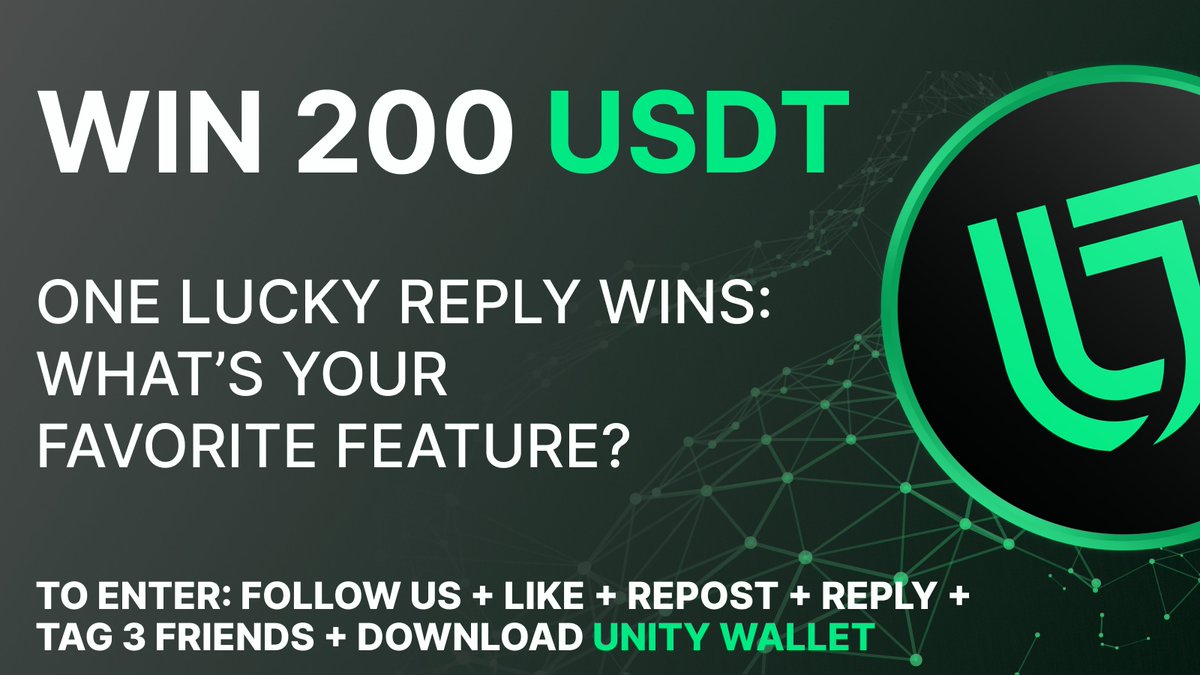 unity_wallet's tweet image. 💬 UNITY WALLET REPLY GIVEAWAY — $200
One lucky reply wins!
To enter:
Follow @unity_wallet
Like & Repost
Reply below — what’s your favorite Unity Wallet feature?
Tag 3 friends
Download Unity Wallet
Winner randomly selected Friday!
(6+ month account, 10+ followers)