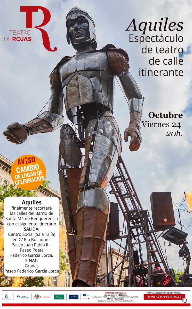 Aquiles. 
Por las calles de El Polígono 
#Benquerencia 
Viernes 24 octubre 20:00 
📷Teatro de Rojas