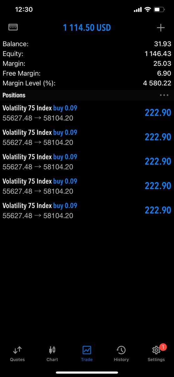 DollarBillCol's tweet image. The robot’s been doing its thing on VIX75 💥
I’m happy with the progress so far — just the start of something bigger 👊