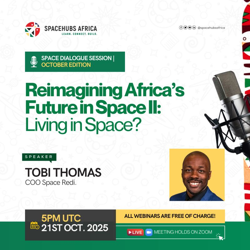 Are you ready for our session tomorrow? 🚀

We’ll be hearing from Tobi Thomas, COO of Space Redi Inc., on “Living in Space.”

5 PM UTC | 🔗 Register: spacehubs.africa/webinars