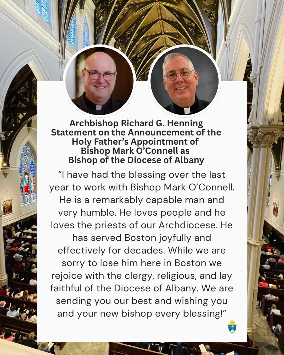 Archbishop Richard G. Henning Statement on the Announcement of the Holy Father’s Appointment of Bishop Mark O’Connell as  Bishop of the Diocese of Albany.