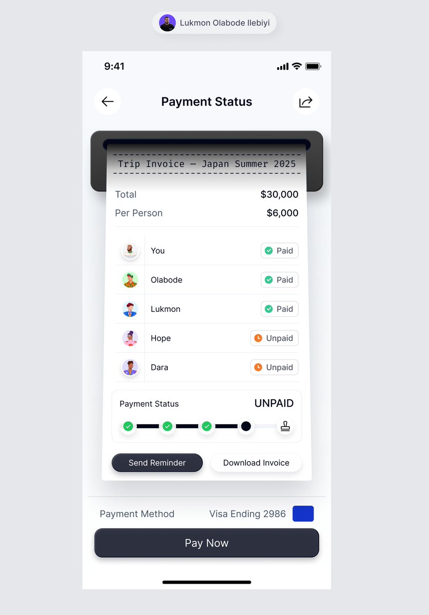 OlabodeUIUX's tweet image. Payment status screen for a trip planning app 💳✨