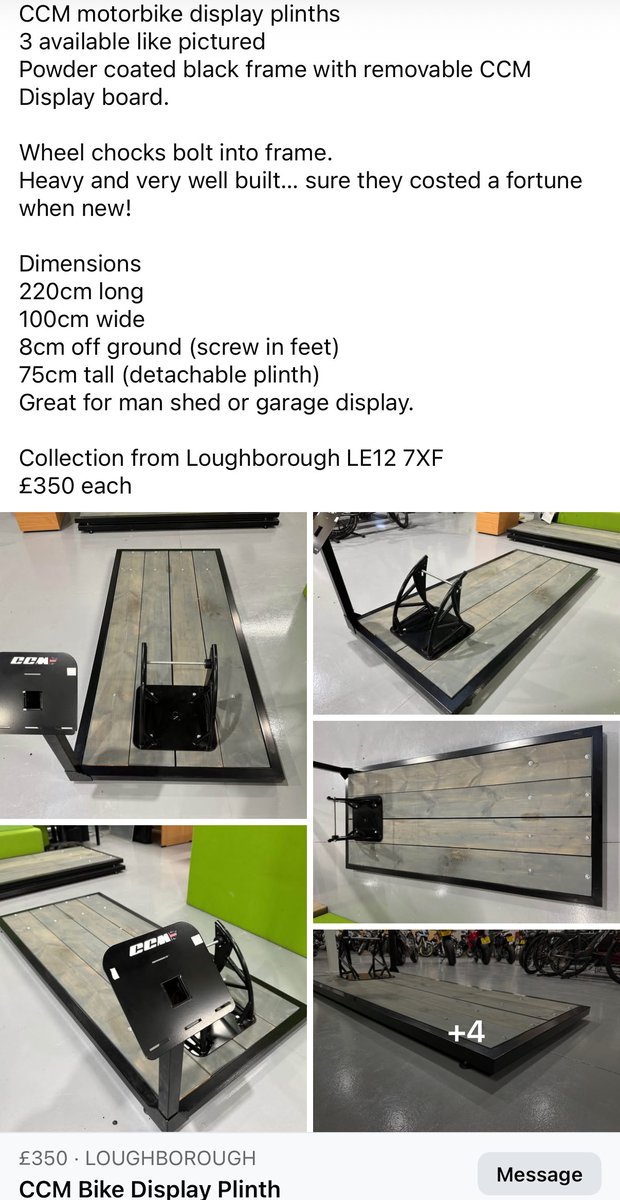 CCM display plinths for sale, two staff members brought in to build as many bikes as they can with remaining parts at Jubilee Works, then to be auctioned off with no warranty or support. China wants the brand name only.