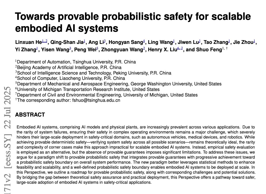 Aisafetyorg's tweet image. This one blew my mind. 🤯
A team from Tsinghua, Peking & Michigan just dropped a paper that could completely change how we think about AI safety.
They basically said:
“Stop trying to prove AI will never fail that’s impossible. Instead, prove it fails so rarely that it’s…