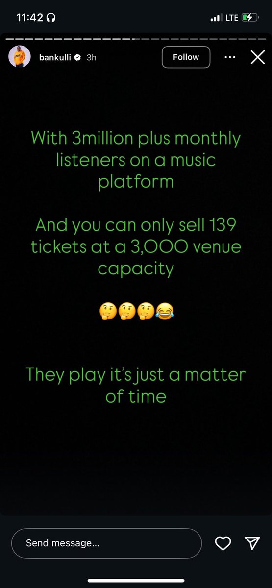 lordwarice's tweet photo. Bankulli calls out artists that uses bot streams 
He says they can’t sell out tickets 

Who do you think he’s referring to? https://t.co/h9lMtWS3up