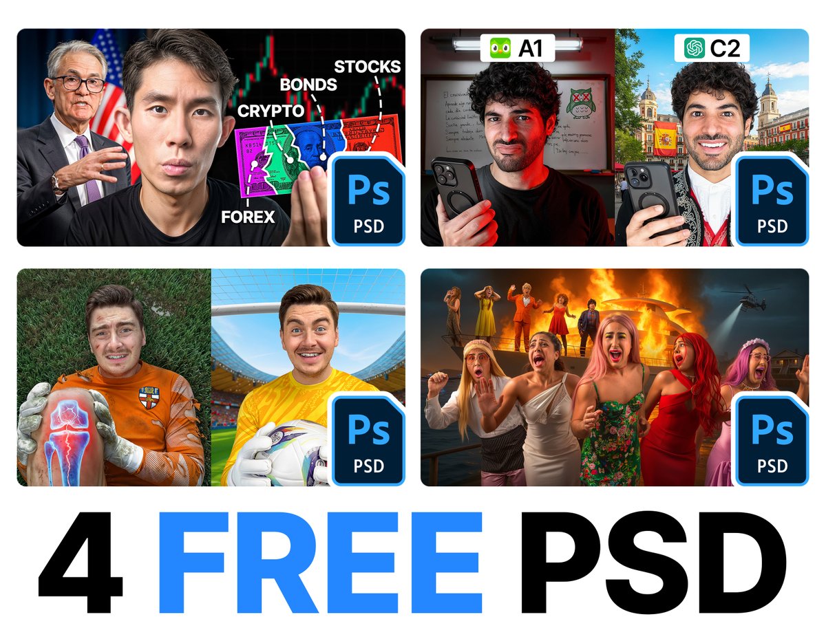 drausdesign's tweet image. 4 PSD Thumbnails⚡

I&apos;ll send the link to everyone who:
1️⃣Drop a like❤️
2️⃣Hit that retweet🔁
3️⃣Comment &quot;PSD&quot; below

#thumbnaildesign #thumbnail #psdthumbnail