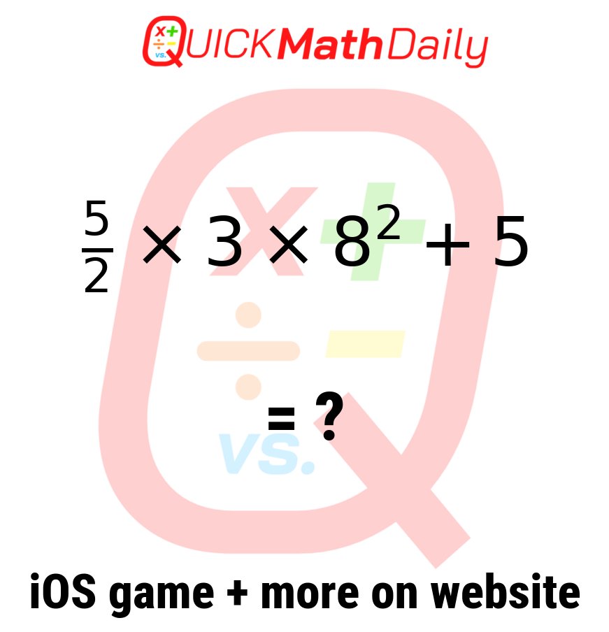 QuickMathDaily's tweet image. 🚦Math Speed Challenge: Can You Solve It? 🏃♂️💨
Type Your Answer in the Comments!👇
See more on QuickMathDaily.com 👀 ✅