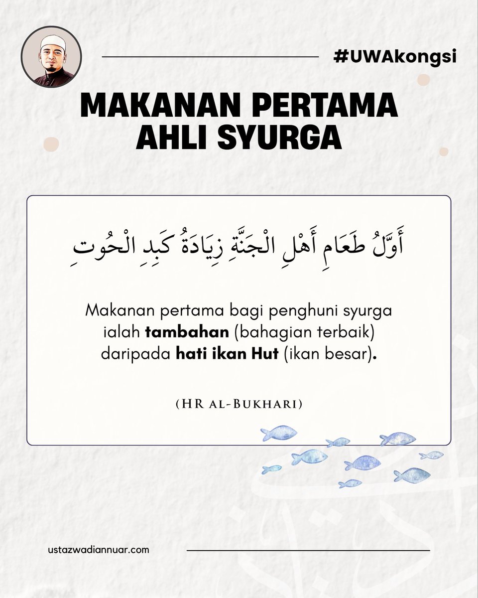 ustazwadiannuar's tweet photo. Ramai yang tidak tahu, makanan pertama yang dimakan oleh ahli syurga nanti adalah hati ikan.

#uwakongsi https://t.co/N4obhdc7zR