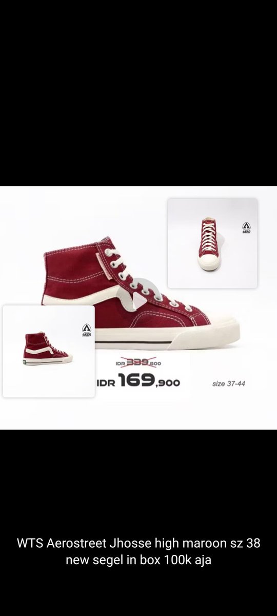 WTS : AEROSTREET Jhosse High Maroon sz 38 new segel 100k only. Pengiriman dari Bekasi 
Shopee on