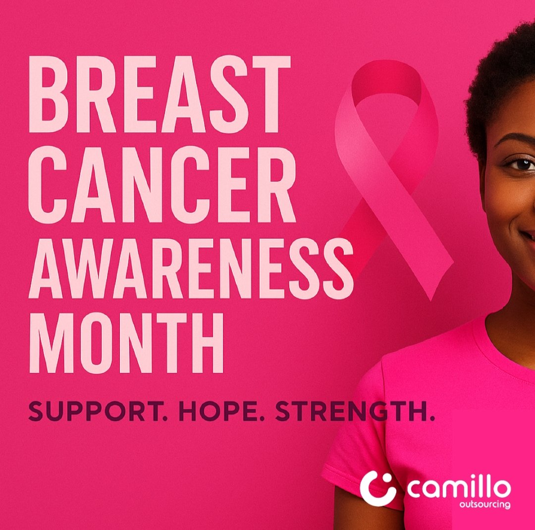 CamilloOutsourc's tweet image. This October, we stand strong in pink.
At Camillo Outsourcing, we join the world in spreading awareness, hope, and support for every woman fighting breast cancer.
Let’s remember — early detection saves lives.

#camillo #breastcancerawareness #outsourcingservice #hope #support