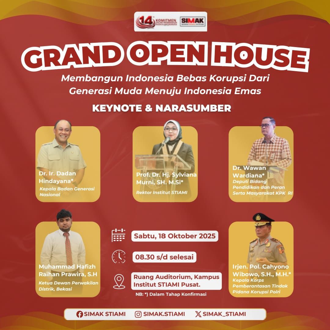 SIMAK_STIAMI's tweet photo. SIMAK INSTITUT STIAMI
📢 Proudly Present 📢 Halo Pemuda Pemudi Berintegritas!✨
Pada kesempatan kali ini SIMAK mengadakan GOH (Grand Open House) 2025 ni yuhuuu 🙌🏻
Silahkan isi form pendaftaran di bawah ini yaa https://t.co/JPbz4pWPJl Follow akun Instagram @simak.stiami https://t.co/QuybUbF4HJ