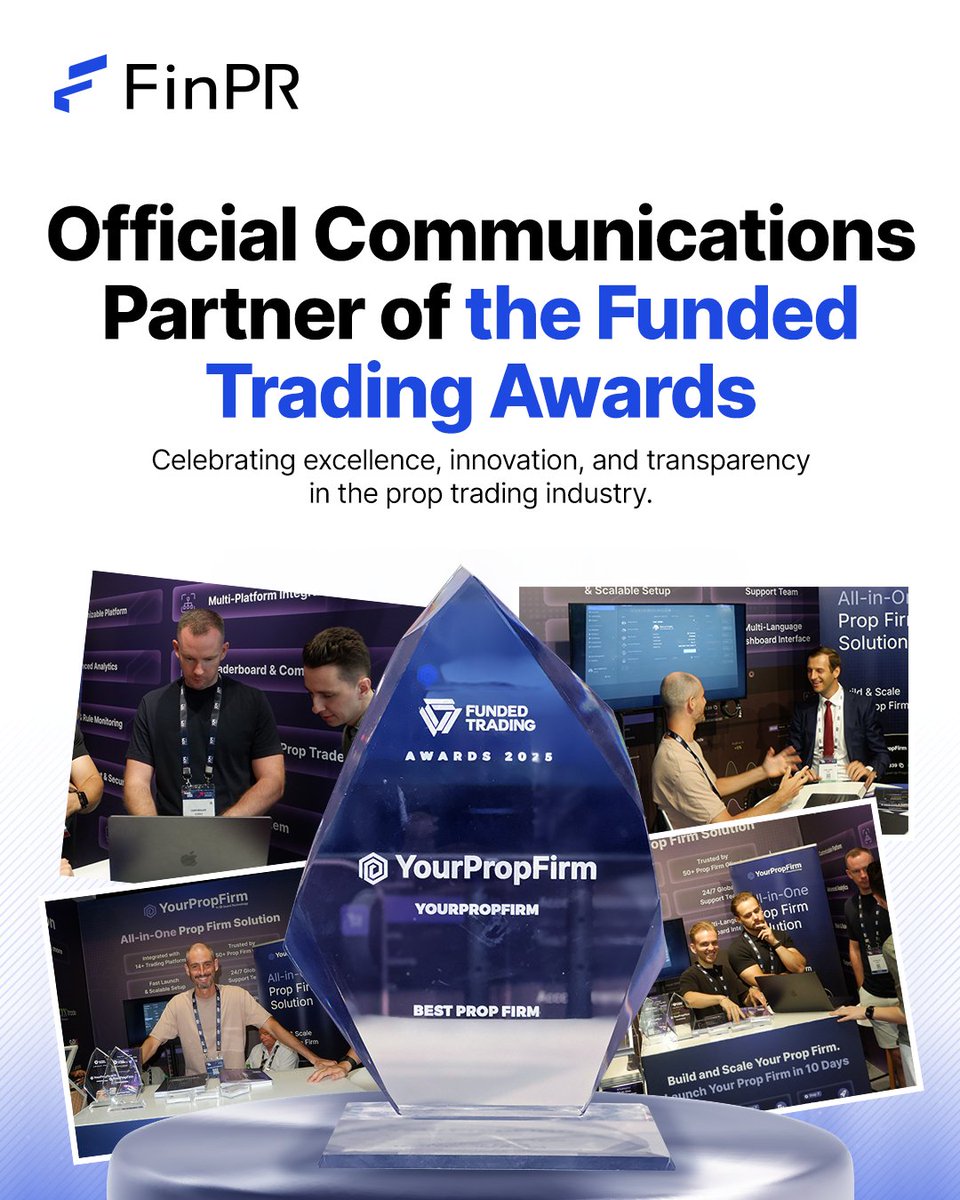 FinPRcom's tweet image. Proud to be the official communications partner for the FundedTrading Awards

Celebrating excellence and innovation in prop trading.✨

We amplified every winner’s story so their success was seen, celebrated, and remembered.

#FINPR #FundedTradingAwards #PropTrading #FintechPR