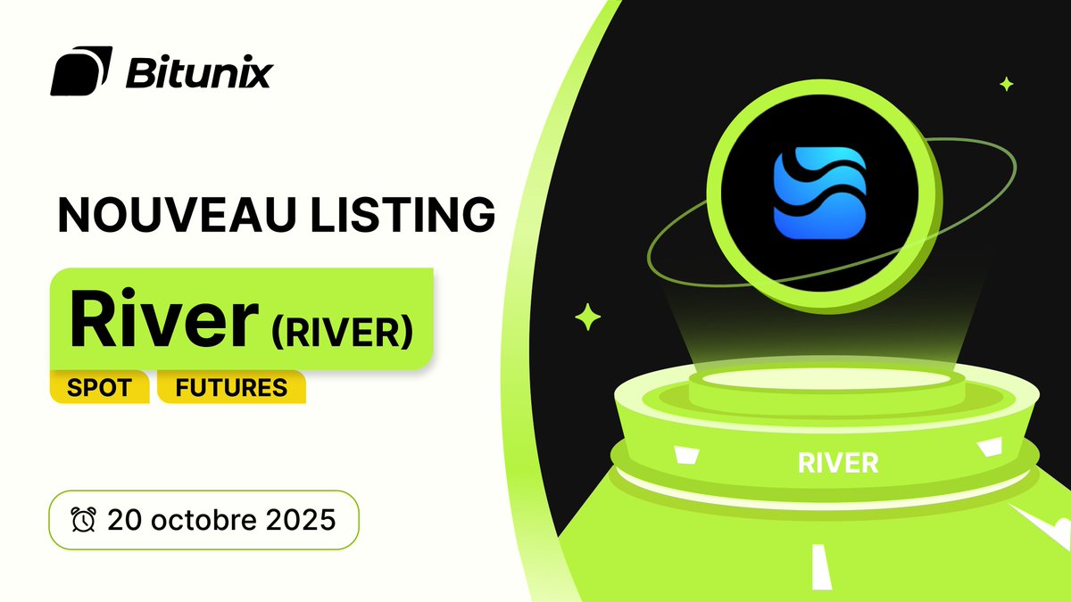 BitunixFR's tweet image. 📣 Le trading de $RIVER @RiverdotInc est maintenant disponible sur Bitunix !
🚀 Trading Spot :
short.bitunixads.com/yVnv4G8m
🔥 Trading Futures :
short.bitunixads.com/ijhwYHB7
ℹ️ Plus de détails :
short.bitunixads.com/1aR051th