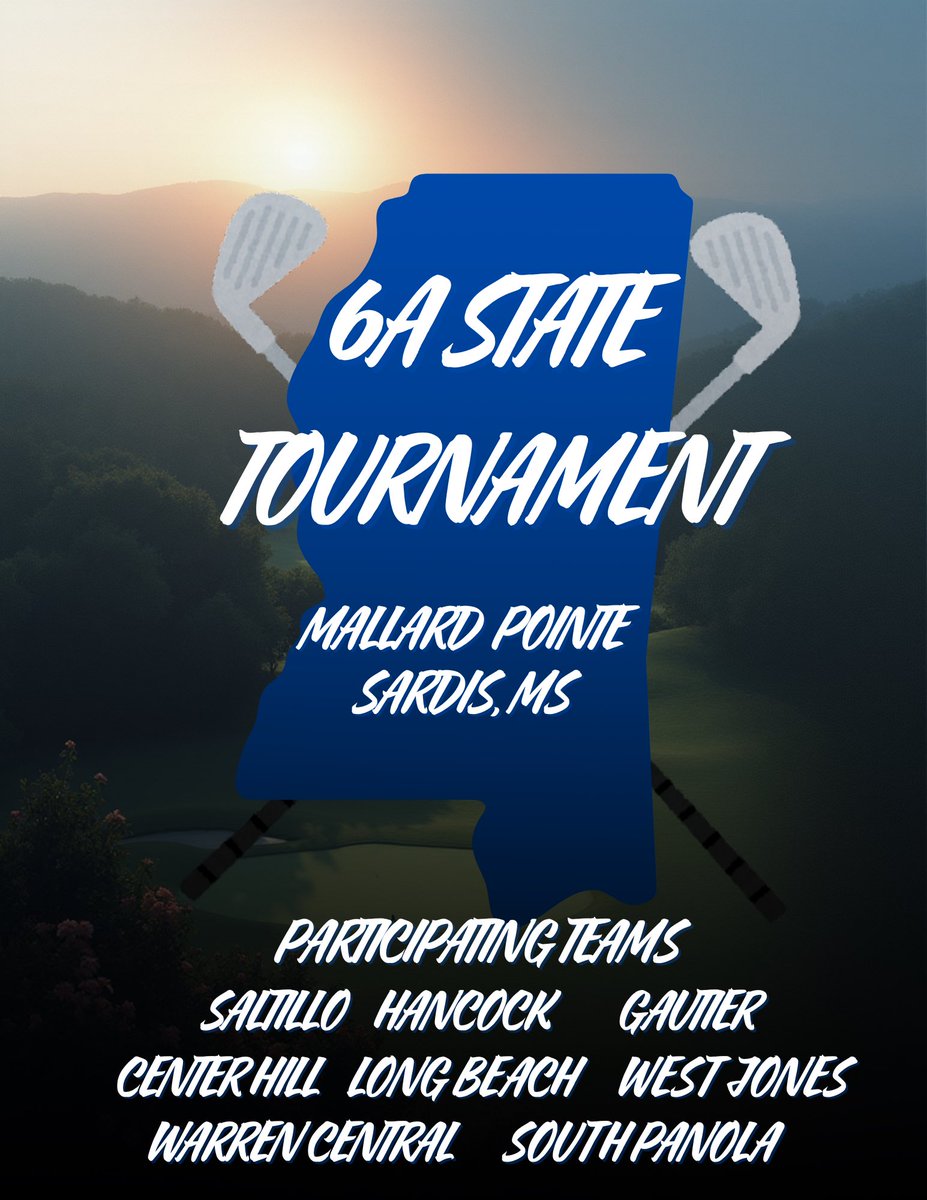 SaltilloGolf's tweet image. Girls’ 6A State Tournament (Round 1)
Tee Time 9:00
Mallard Pointe Golf Course