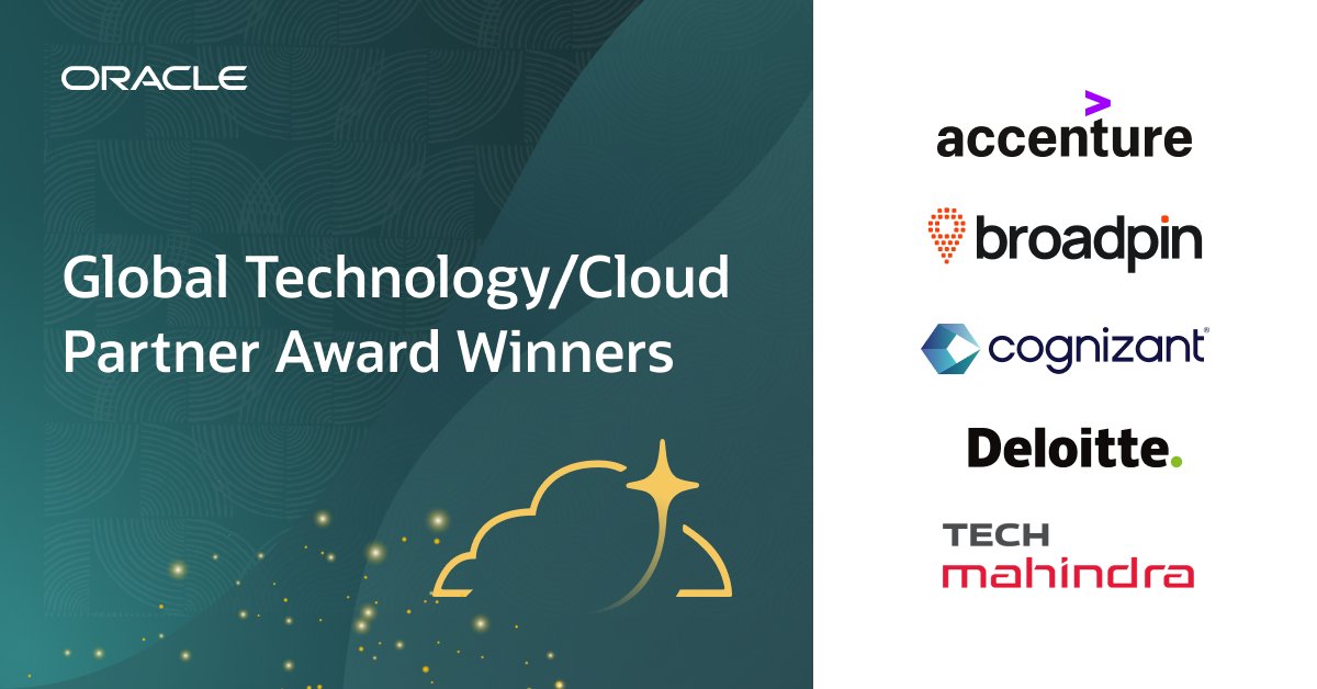 OracleRules's tweet image. Congratulations to @Accenture, Broadpin (@Project_Experts), @Cognizant, @Deloitte, and @tech_mahindra. social.ora.cl/6015AfMEc