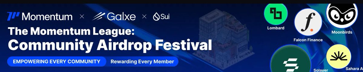 Join Momentum League, a multi-project celebration uniting the most vibrant Web3 communities across Sui and EVM ecosystems!

A total of 1,000 Momentum Deed NFTs will be distributed to lucky participants who complete the quests 😍

👇 CLICK HERE 👇

app.galxe.com/quest/Momentum…
