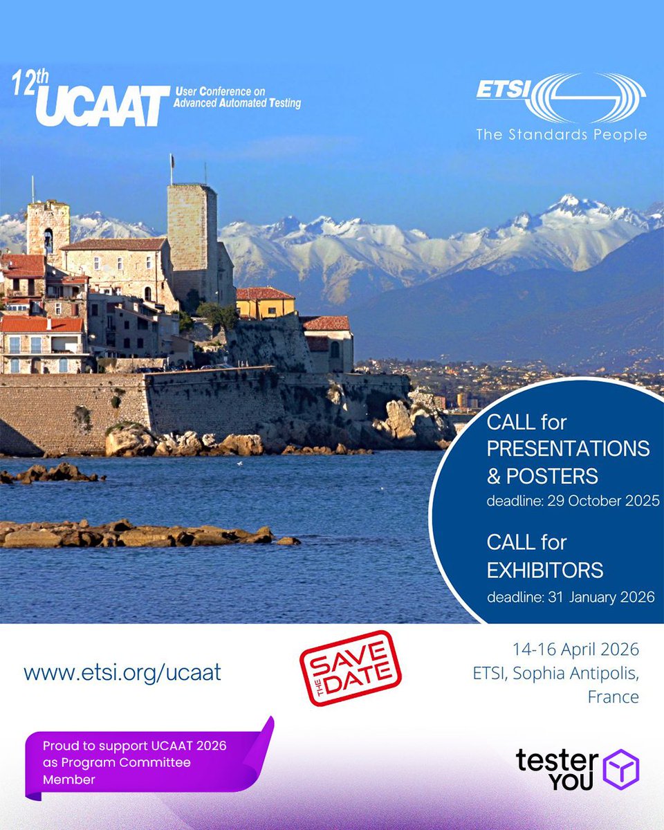 TesterYouHQ's tweet image. Proud to support UCAAT 2026 as part of the program committee! 🌍

📢 Call for contributions extended until 29 Oct 2025 — submit your proposal now:

🔗 buff.ly/kxPUvIN

#testautomation #ai #softwaretesting #qa #qualityengineering #testeryou