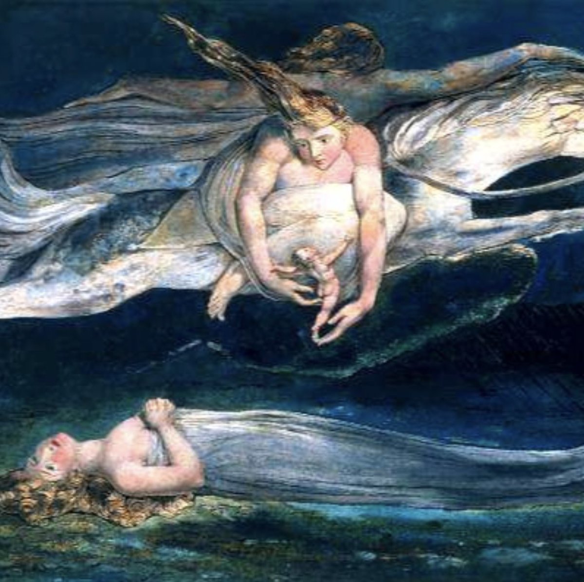 Piedad
William Blake

Y piedad, como un recién nacido desnudo,
Cabalgando sobre la ráfaga, o los querubines del cielo, a caballo
Sobre los correos ciegos del aire.
Macbeth (1.7.21–23)