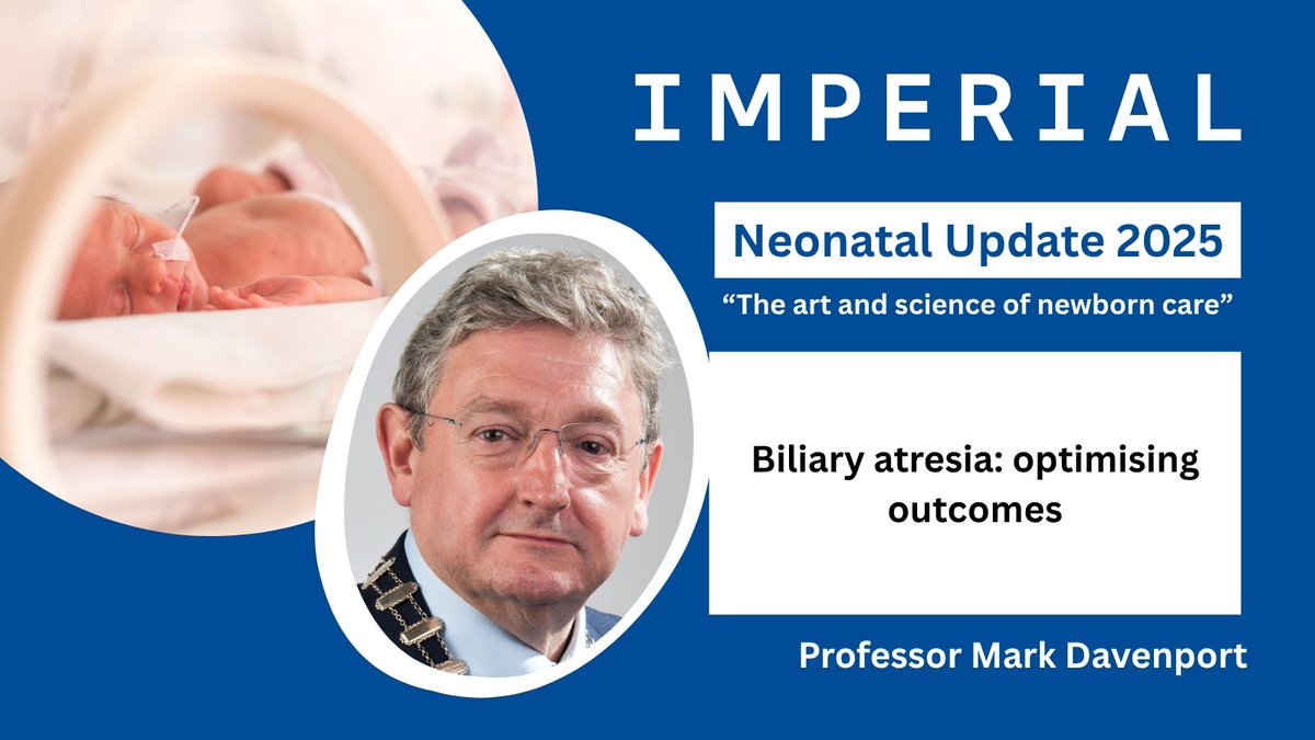 NU25 - Day 4
'Biliary atresia: optimising outcomes'

Professor Mark Davenport, Consultant Paediatric Surgeon <a href="/KingsCollegeNHS/">King's College NHS</a> 

Register today 👉bit.ly/NeonatalUpdate…

<a href="/KingsCollegeLon/">King's College London</a> <a href="/LdnNeonatal/">London Neonatal ODN @londonneonatalodn.bsky.social</a> <a href="/NeonatalSurgery/">Neonatal Surgery</a> 
#biliaryatresia #paediatricsurgery #NICU