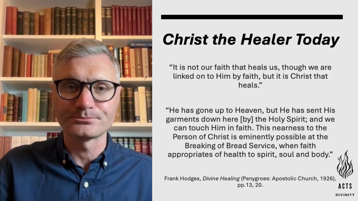 ActsDivinity's tweet image. This week Dr Black has been helping our Pneumatology class to think about healing. What’s healing got to do with the resurrection? Is there “healing in the atonement” (and what would that mean)? What about the elders anointing with oil or “healing at the Table”?