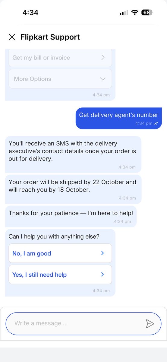gaurav_gc0211's tweet image. This is update as of today. Shipping date is 21st Oct and delivery date is 18th oct. Even after raising concerns, your team is ignoring and behaving like this.

@amazonIN @Flipkart

#deliveryapps