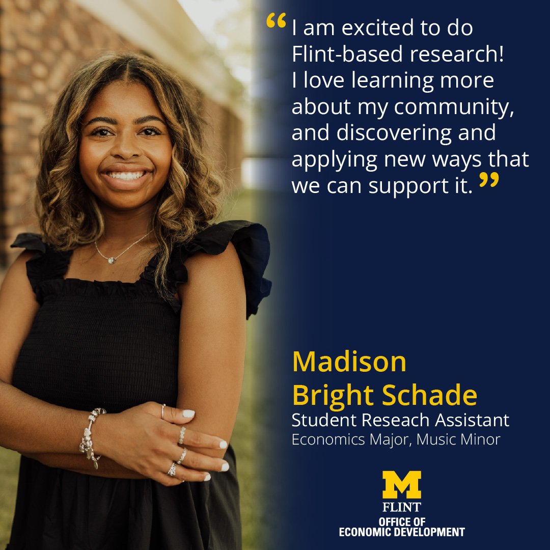 Meet Madison Bright Schade! 🎓 She’s joined our Economic Development Team as a student research assistant. Madison studies Economics (minor in Music) and is passionate about economic development and health equity in Flint. Welcome, Madison! 
Connect:  pnas@umich.edu
<a href="/UMFlint/">University of Michigan-Flint</a>