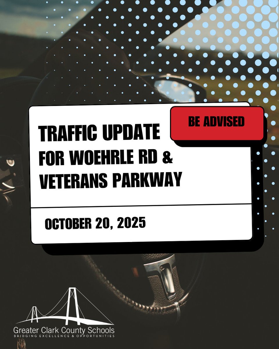 GCCSchools's tweet image. 🚨Traffic Alert: Both lanes at Veterans Pkwy &amp;amp; Woehrle Rd are closed due to downed cable lines.
⏰ Expected closure: ~4 hrs
🚓 JPD &amp;amp; Street Dept on site.
Please plan extra travel time &amp;amp; use alternate routes near GCCS schools.

#WeAreGreater #TrafficAlert