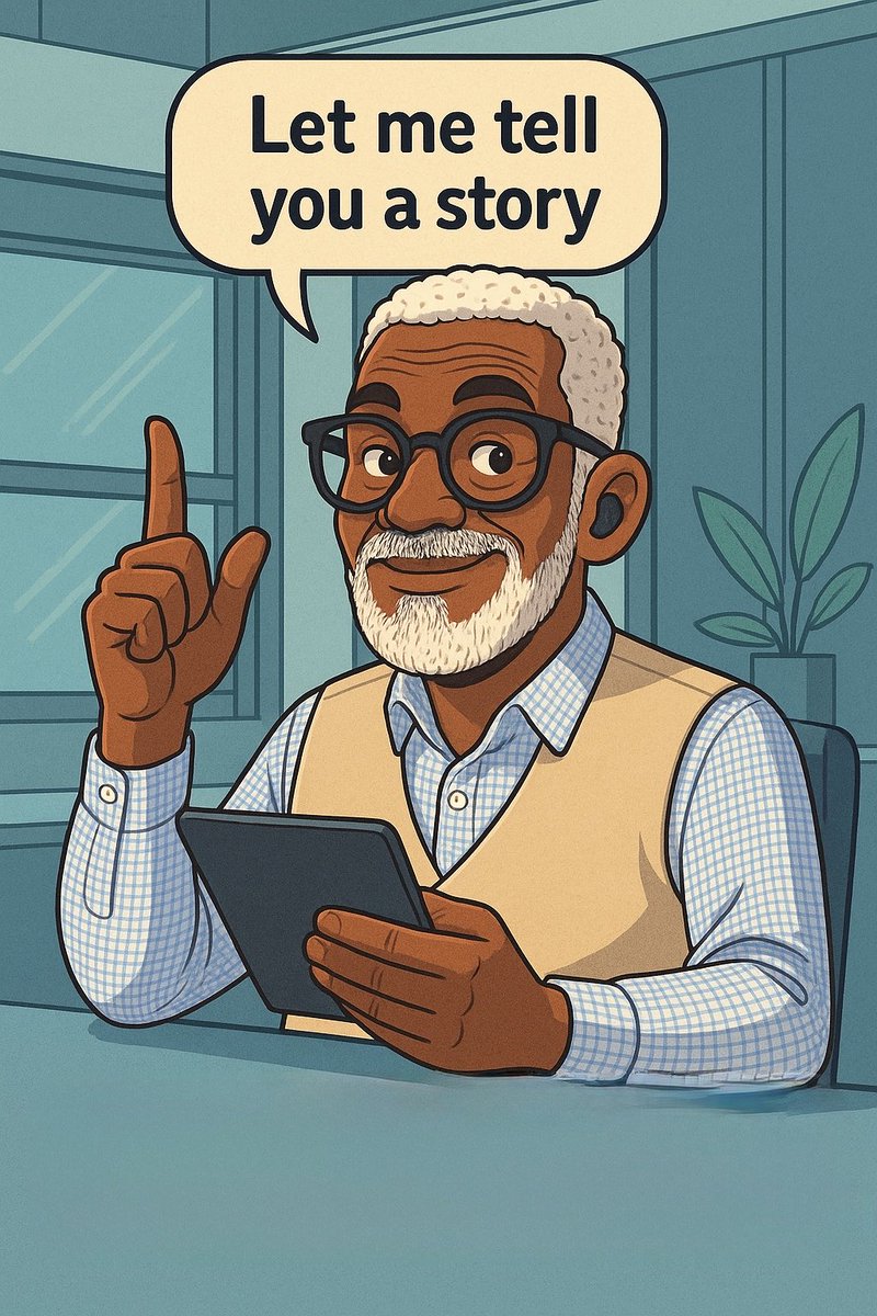 الاستراتيجية قصة… مش بس خطة.

أنا استراتيجي… وده معناهو لازم أكون حكّاي و حجاي و قاص.

واحد من الحاجات البتذكرني بيها زملائي في الـMBA في Lancaster إنّي كنت كتير جدا ببدأ كلامي بـ:
“Let me tell you a story” 😄

لكن فعلاً، جزء كبير من شغلنا كاستراتيجيين هو الحكاية.
في الشغل،