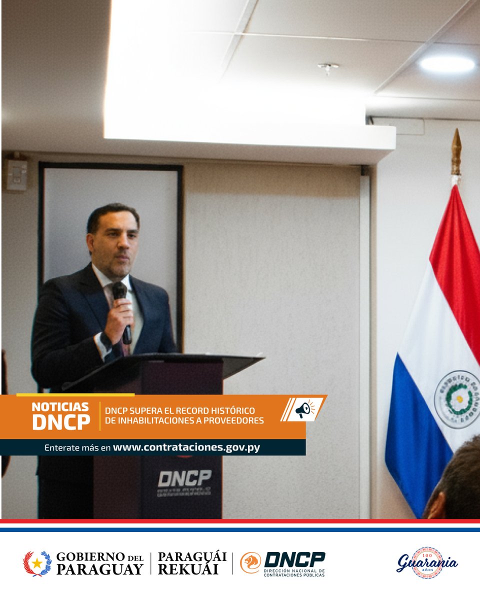 dncp_py's tweet image. 📰 DNCP supera el récord histórico de inhabilitaciones a proveedores
Leé más ingresando a 🔗 bit.ly/Inhabilitacion…