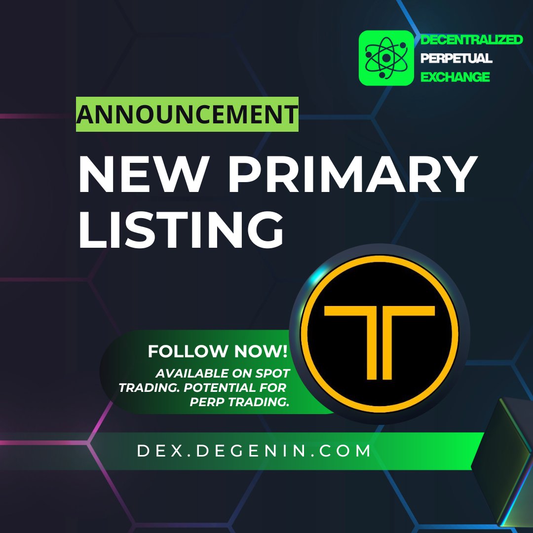 ⭐️Decentralized Perpetual Exchange is announcing exclusive primary listing for <a href="/TensoraL2/">Tensora</a> $TORA

✅Currently available on spot trading, with the potential to be listed on perpetual trading.

🔗Trade now: dex.degenin.com/spot/bsc/TORA_…
 $ETH $pDGN