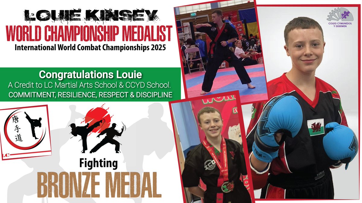 We’re incredibly proud to celebrate the achievements of three exceptional martial artists who represented Wales at the International World Combat Championships 2025 in Swansea!  Sophie Blackwell, Will Hinkin and Louie Kinsey, CCYD are super proud of your achievements.