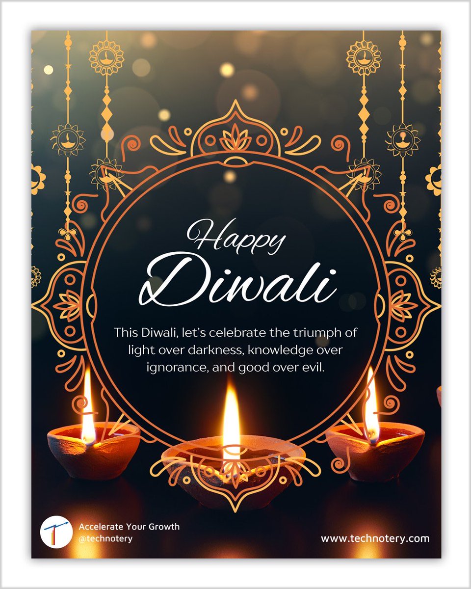 technotery's tweet image. This Diwali, let Technotery  light the way to innovation, growth, and success.
Wishing you all a prosperous festival filled with joy and new opportunities.
#TechWithLight #HappyDiwali #Technotery