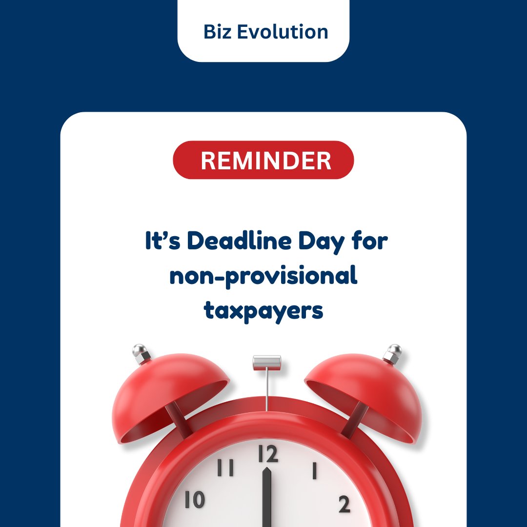 BizEvolutionSA's tweet image. 🚨 It’s Deadline Day! 😱 Non-provisional taxpayers⏰
Don’t lose your refund or face penalties.
Let Biz Evolution help you file fast, accurate &amp;amp; stress-free — before midnight! 💼💨

#TaxSeason2025 #SARS #TaxExperts #TaxRefund #AskAMan #zandilie #Frontline #LIVMUN #LiverpoolFC