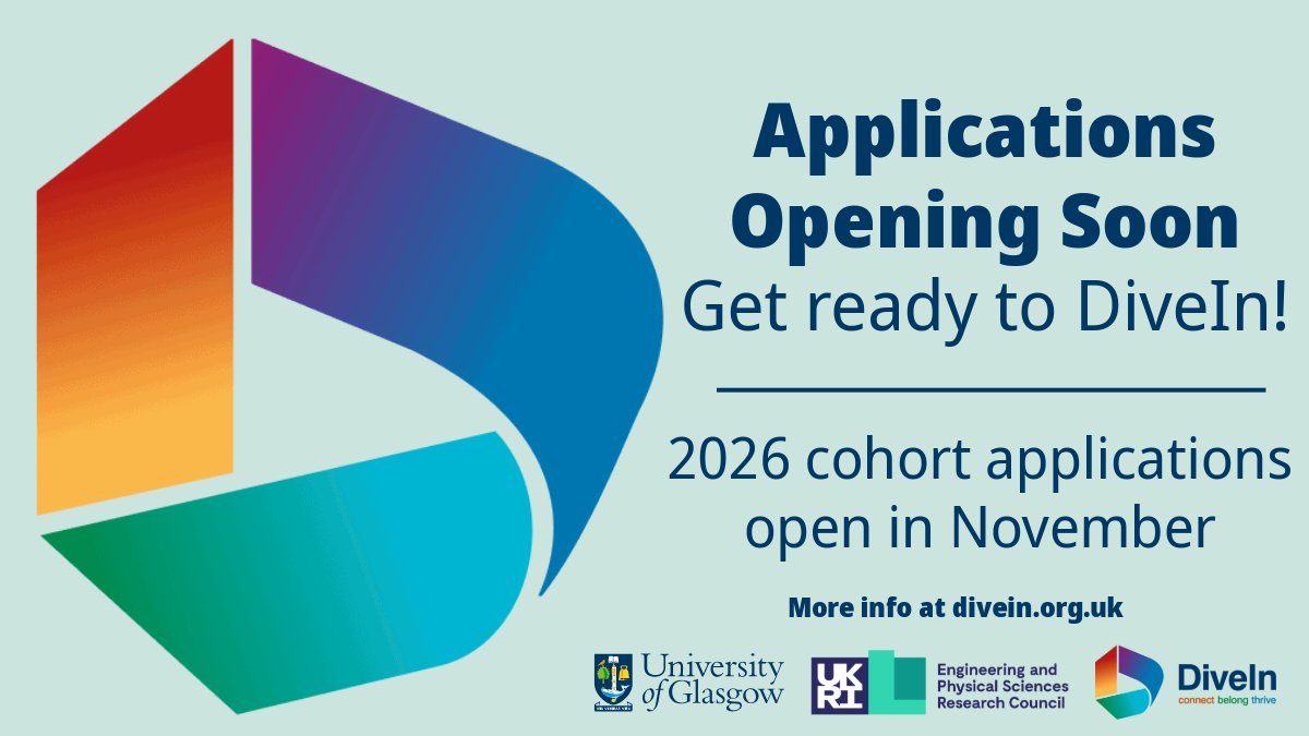 DiveIn CDT (@divein_cdt) on Twitter photo ⌛Countdown is on!
Applications to join DiveIn in 2026 open in November
🥽Ready to DiveIn?
💷£4K enhanced stipend
🧠Co-create your PhD project
🔗Interdisciplinary support
🌍Inclusive research culture
🤝Career-focused external partners
💡Express interest: divein.org.uk/apply/ ⌛Countdown is on!
Applications to join DiveIn in 2026 open in November
🥽Ready to DiveIn?
💷£4K enhanced stipend
🧠Co-create your PhD project
🔗Interdisciplinary support
🌍Inclusive research culture
🤝Career-focused external partners
💡Express interest: divein.org.uk/apply/