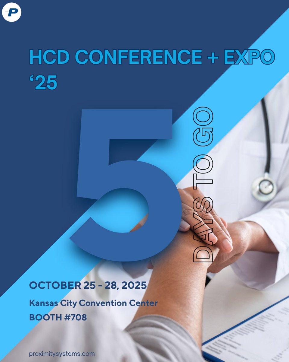 🏥 Countdown to HCD Expo 2025 — 5 Days to Go!
We’re bringing innovation, ergonomics, &amp; secure design to Kansas City.
📅 Oct 25–28 | 📍 Booth #708
💡 See how Proximity Systems is shaping the future of care environments.

#HCDexpo25 #HealthcareDesign #Ergonomics #Innovation