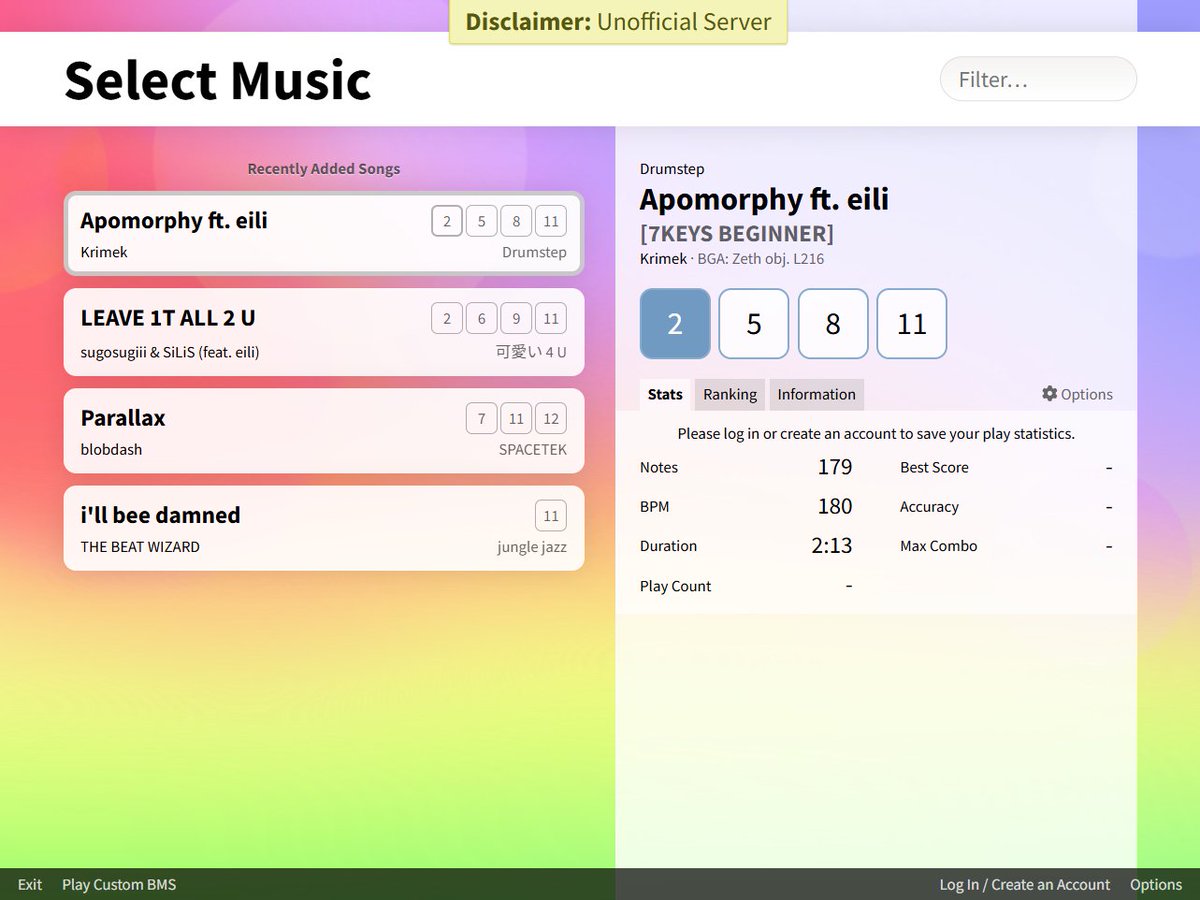 《告知/ANNOUNCEMENT》

Team「V For Vivace」for #BOF21 now has charts on Bemuse!

You are free to play all of our works straight from each entry page: manbow.nothing.sh/event/event_te…