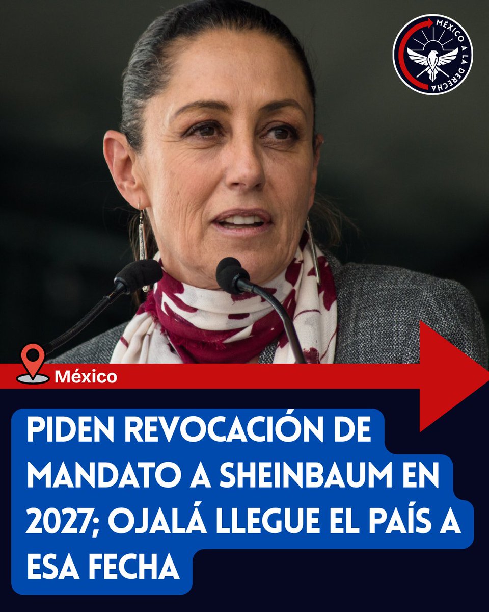 🚨🚨🚨PIDEN REVOCACIÓN DE MANDATO A SHEINBAUM EN 2027; OJALÁ LLEGUE EL PAÍS A ESA FECHA
👇👇👇

Cada vez más personas se dicen decepcionadas de haber votado por la inútil Claudia Sheinbaum y piden su revocación de mandato para el 2027.

La presidente llegó hasta 6 días tarde a