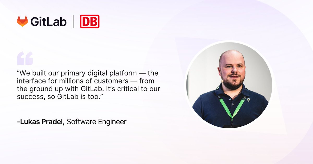 gitlab's tweet image. 🚄 How Germany&apos;s national railway company built a world-class digital platform.

Deutsche Bahn&apos;s DB Navigator app handles 1.5 billion travel requests annually, serving as the digital gateway for millions of travelers. But building software at this scale requires infrastructure…